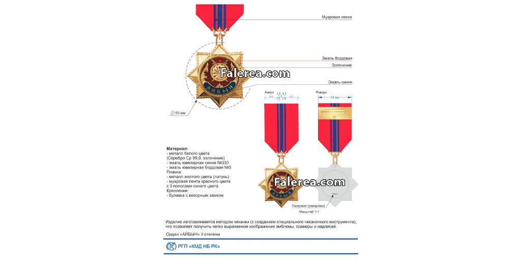 Техническая спецификация ордена Айбын II степени