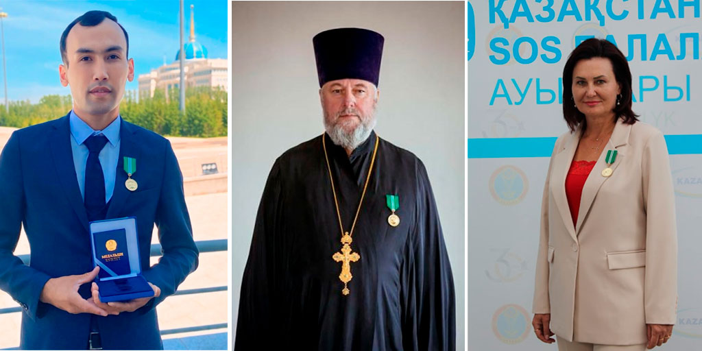 Кавалеры медали Шапагат Кенжебаев, Воробьев, Белова
