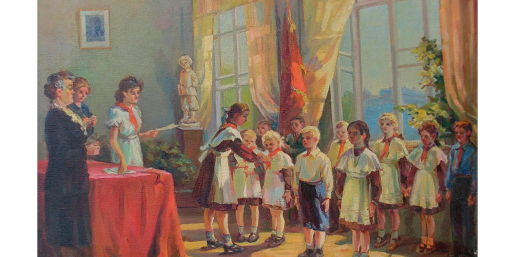 "Прием в пионеры" - картина Юкляевских