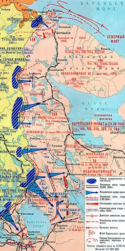 Карта боев в Советском Заполярье